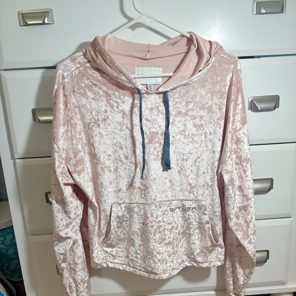 Spyder Blush Velvet Hoodie with Navy Accents